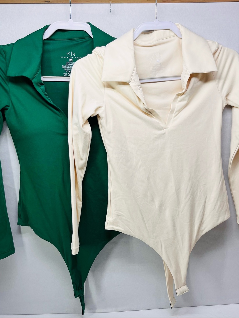 Klassy Network Cream and Green Long-Sleeve Polo Bodysuits